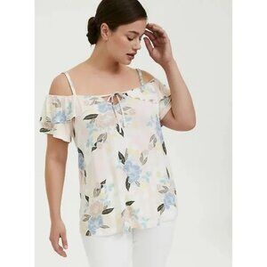 Torrid Super‎ Soft Pink Floral Cold Shoulder Top